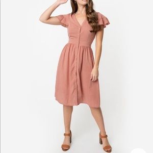 1930s Style Unique Vintage Gingham Midi Dress